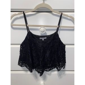 Black Lace Flowy Crop Top